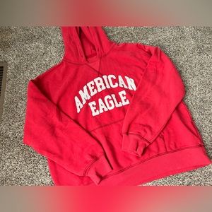 Red American Eagle Pullover Hoodie Sweatshirt Logo
